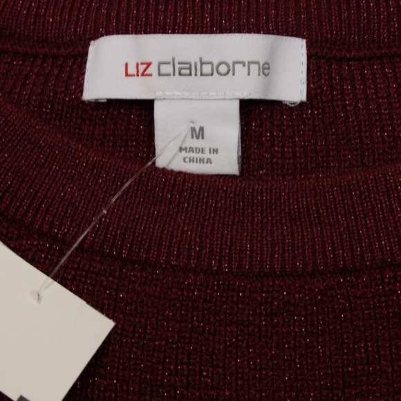 Liz Claiborne Women's Crew‎ Neck Long Sleeve Pullover Sweater Burgundy Size M - Picture 7 of 8